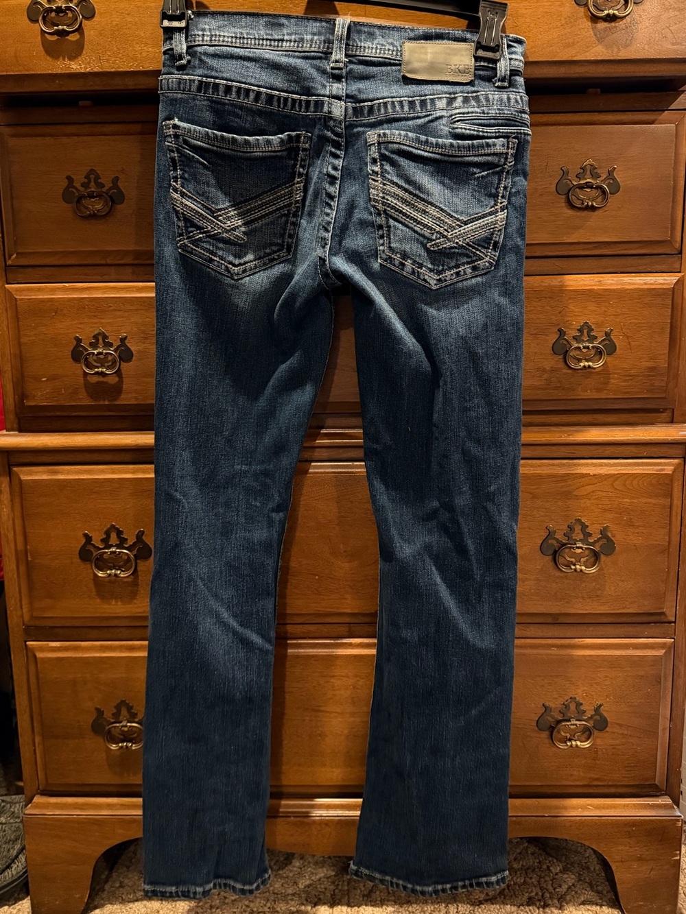 BKE Men's Bootcut Jeans in Dark Blue Denim